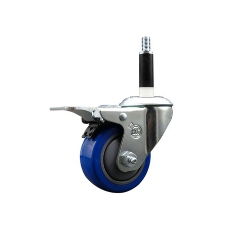 Service Caster 3'' SS Blue Poly Swivel 7/8'' Expanding Stem Caster Total Lock Brake SCC-SSEXTTL20S314-PPUB-BLUE-78